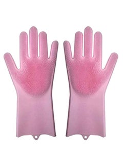 اشتري Pair Of Magic Scrubber Cleaning Gloves وردي 35سنتيمتر في الامارات