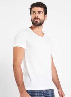Buy Round Neck Undershirt White in UAE