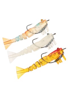 Buy 3-Piece Noctilucent Luminous Jointed Segmented Shrimp Prawn Fishing Lures Set 3 x 9.5cm in UAE