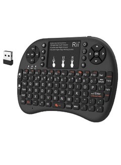 اشتري لوحة مفاتيح لاسلكية صغيرة بإضاءة خلفية LED مع ماوس مدمج بلوحة لمس وجهاز استقبال USB أسود في الامارات
