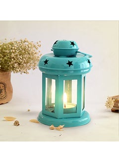 اشتري Decorative Hanging Tea Light Candle Lantern Blue 6 x 3.7inch في الامارات