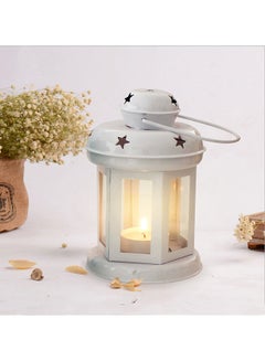 Buy Ramadan Decorative Hanging Tea Light Candle Lantern White 6 x 3.7inch in UAE