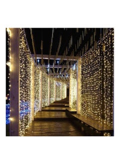 اشتري 300-LED Curtain String Light With Remote Yellow 3x3meter في الامارات