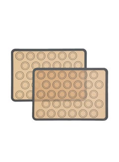 Buy 2-Piece Non-Stick Silicone Macaron Baking Mat Grey/Brown 44x1x30centimeter in UAE