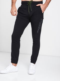 Buy Slim Fit Cotton Sweatpants Black in UAE