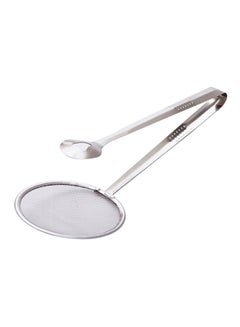 اشتري 2-In-1 Stainless Steel Colander Tong Silver 30x10x10cm في مصر