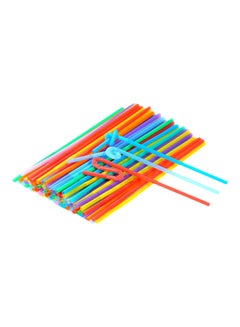 Buy 100-Piece Disposable Plastic Drinking Straw Multicolour 26centimeter in Saudi Arabia