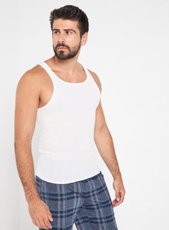 Buy 3-Piece Cotton Sleeveless Undershirt White in UAE
