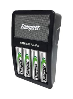 Buy Rechargeable AA and AAA Battery Charger With 4 AA NiMH Rechargeable Batteries Silver/Black/Green 9x4x2.16inch in UAE
