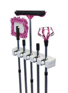 Buy Wall Mounted Mop And Broom Holder Multicolour 33x6x8.1cm in UAE
