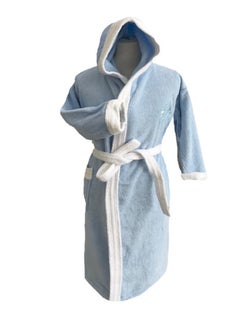 Buy Kids Hooded Bath Robe For 10 Years Light Blue/White SNone in Saudi Arabia