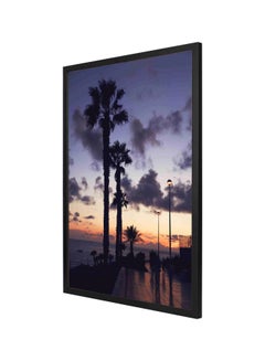 Buy Decorative Palm Trees Near Sea Framed Wall Painting Black/Orange/Blue 73x53centimeter in Saudi Arabia