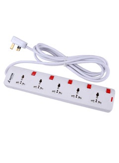 Buy 5-Gang Extension Plug Socket Power Strip White 46 x 20cm in UAE