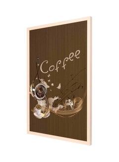 Buy Coffee Printed Wooden Framed Painting Brown/Beige 53x73cm in Saudi Arabia