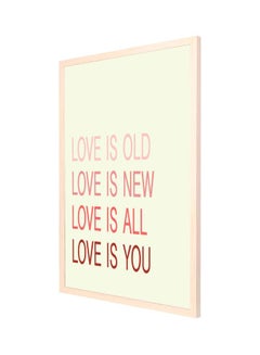 Buy Love Quote Written Decorative Framed Wall Painting Beige/Red 53x73cm in Saudi Arabia