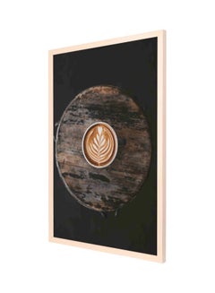 Buy Coffee Latte Printed Wooden Framed Wall Painting Black/Brown/Beige 53x73cm in Saudi Arabia