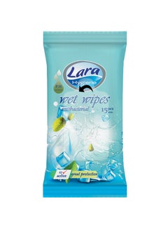 Buy 15-Piece Antibacterial Cool Mint Wet Wipe Set Blue in Egypt