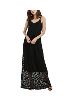 Buy Lace Detail Maxi Dress Black in UAE