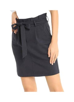 Buy Belted Paperbag Waist Skirt Blue in Saudi Arabia