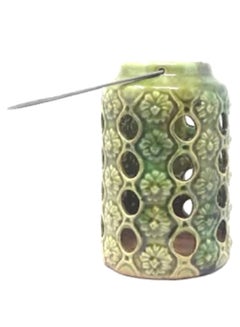 Buy Lantern Pattern Candle Holder Green/White 13.5 x 13.5cm in Saudi Arabia