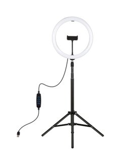 اشتري مصباح حلقي LED للتصوير الفوتوغرافي مقاس 12 بوصة قابل للتعتيم مع حامل إضاءة ثلاثي القوائم أسود في الامارات