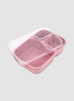 Buy 3-Grid Lunch Box With Lid Pink/Clear 23.5x15x5centimeter in Saudi Arabia