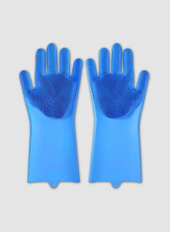 Buy Heat Resistant Silicone Gloves Blue 15x6inch in UAE