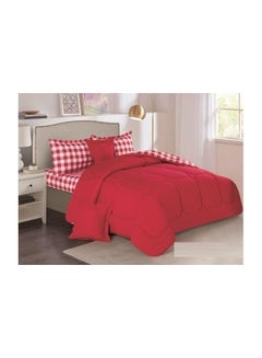 Buy 4-Piece Quilted Comforter Set Fabric Red/White in Saudi Arabia