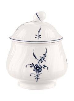 Buy Old Luxembourg Porcelain Sugar Bowl White/Blue in UAE