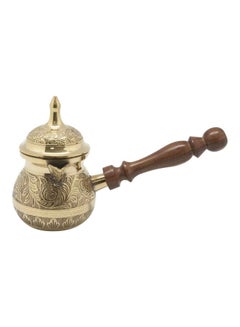 Buy Brass Turkish Coffee Pot With Lid Gold/Brown 22x14centimeter in UAE