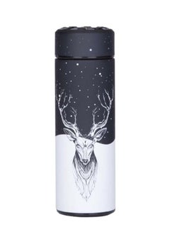 Buy Deer Printed Thermos Vacuum Water Bottle Black/White 500ml in UAE