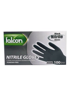 Buy Nitrile Gloves 100 Pieces Medium Black 9inch in UAE