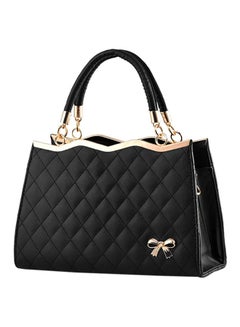 Buy Vintage PU Leather Shell Style With Bowknot Shoulder Bag Black in UAE