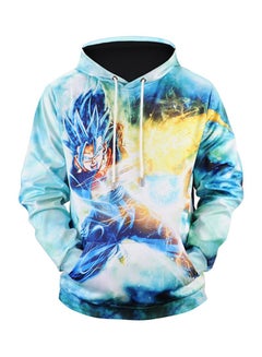 Buy 3D Dragon Ball Z Printed Hoodie Blue/Yellow/White in Saudi Arabia