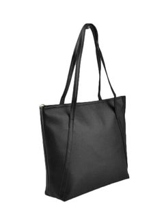Buy Leather Zipper Tote Bag Black in UAE