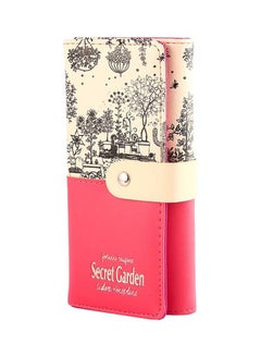 Buy Multifunctional Leather Wallet Pink/Beige in Saudi Arabia