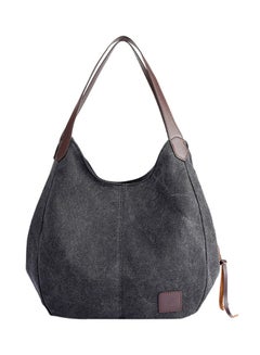 Buy Stitched Detailed Hobo Bag Black in Saudi Arabia