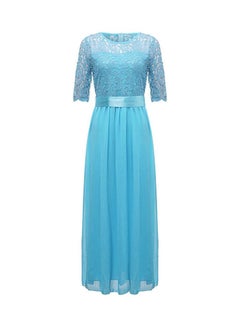 Buy Half Sleeve Party Gown Dress Blue in UAE