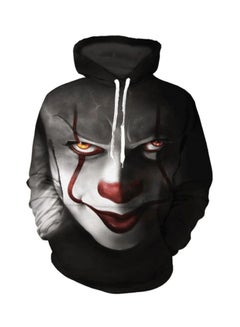 Buy 3D Clown Printed Hoodie Black/Red/White in Saudi Arabia