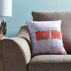 Buy Iron Man Letter Printed Style Pillow Polyester Grey/Red 40 x 40cm in UAE