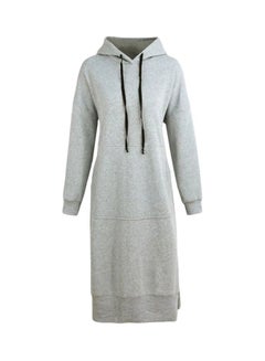 Buy Hooded Long Sweatshirt Grey in UAE