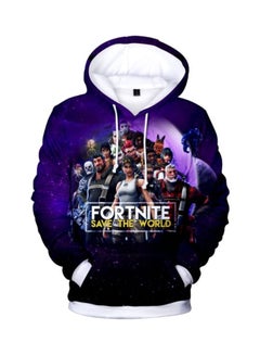 Buy Fortnite 3D Printed Hoodie Blue/Pink/White in Saudi Arabia