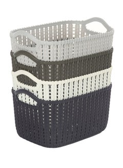 Buy 4-Piece Rectangular Plastic Storage Basket Set Multicolour 24x17x12cm in Saudi Arabia