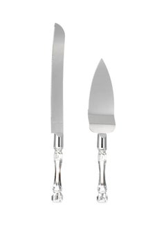 Buy 2-Piece Stainless Steel Cake Knife And Server Set Silver Knife (33), Server (27)cm in UAE