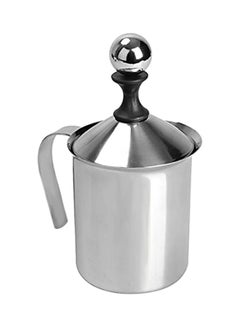 Buy Stainless Steel Milk Frother With Handle Silver/Black 400ml in UAE