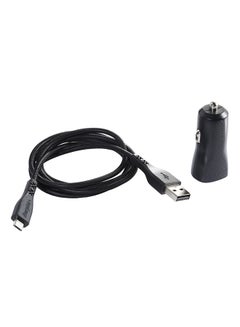Buy Fast Charging Car Charger Kit With Double Braided Micro-USB Cable Black/Silver in Saudi Arabia