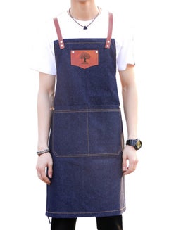 Buy Adjustable Strap Kitchen Apron Blue/Brown 78 x 70centimeter in UAE