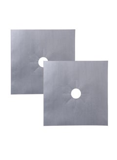 Buy 2-Piece  Universal Glass Fiber Stove Burner Covers Silver 27x27cm in Saudi Arabia