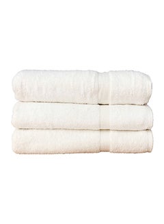 Buy 3-Piece Egyptian Cotton Bath Towel White 90x180cm in Saudi Arabia