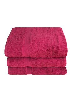 Buy 3-Piece Egyptian Cotton Bath Towel Burgundy 50x100cm in Saudi Arabia